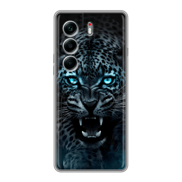 Силиконовый чехол на Tecno Camon 40 Pro 5G с принтом Темный леопард Силиконовый чехол на Tecno Camon 40 Pro 5G с принтом Темный леопард