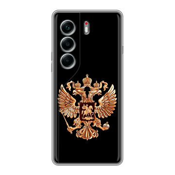 Силиконовый чехол на Tecno Camon 40 Pro 5G с принтом Герб России золотой Силиконовый чехол на Tecno Camon 40 Pro 5G с принтом Герб России золотой