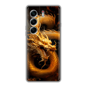 Силиконовый чехол на Tecno Camon 40 Pro 5G с принтом Золотой дракон Силиконовый чехол на Tecno Camon 40 Pro 5G с принтом Золотой дракон