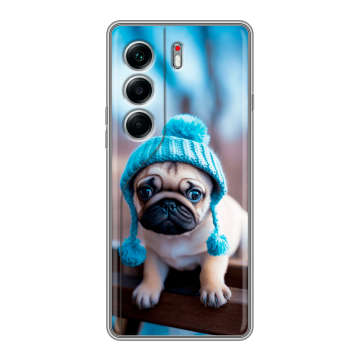 Силиконовый чехол на Tecno Camon 40 Pro 5G с принтом Мопс в шапке Силиконовый чехол на Tecno Camon 40 Pro 5G с принтом Мопс в шапке