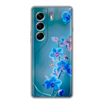 Силиконовый чехол на Tecno Camon 40 Pro 5G с принтом Голубые цветы