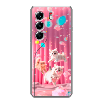 Силиконовый чехол на Tecno Camon 40 Pro 5G с принтом милые котики