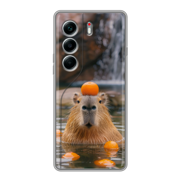 Силиконовый чехол на Tecno Camon 40 Pro 5G с принтом Капибара с апельсином Силиконовый чехол на Tecno Camon 40 Pro 5G с принтом Капибара с апельсином
