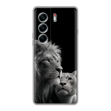 Силиконовый чехол на Tecno Camon 40 Pro 5G с принтом Лев кошки