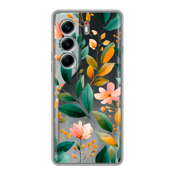 Силиконовый чехол на Tecno Camon 40 Pro 5G с принтом Цветы паттерн