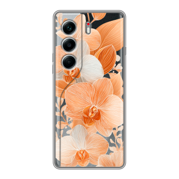 Силиконовый чехол на Tecno Camon 40 Pro 5G с принтом Бежевые цветы