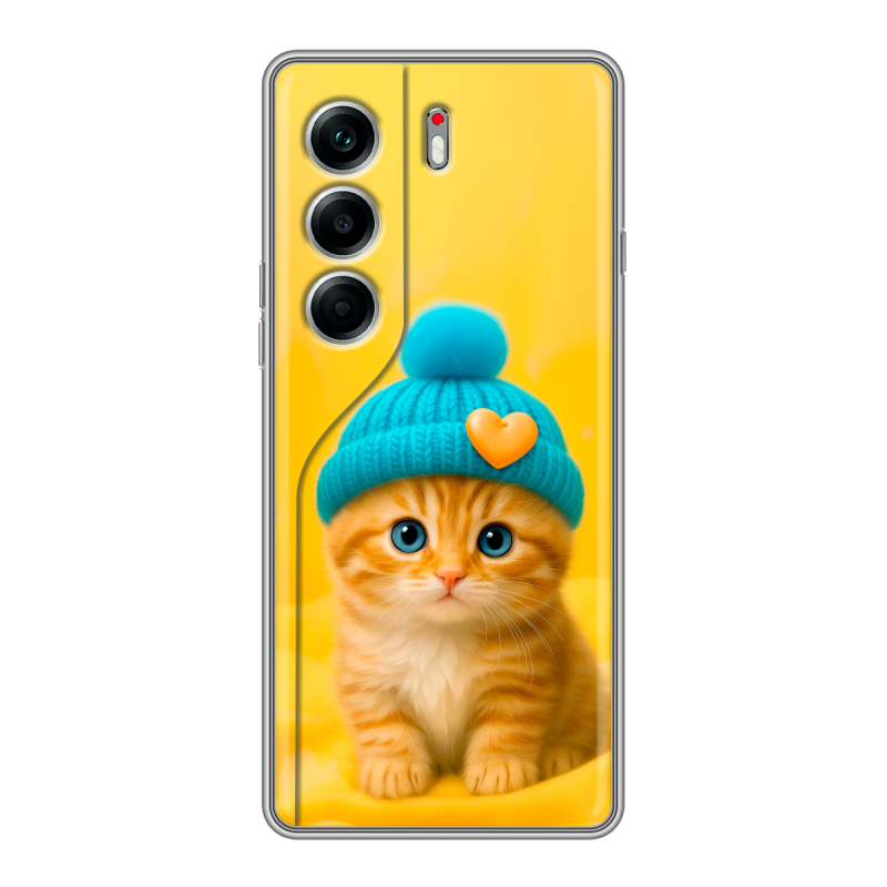 Силиконовый чехол на Tecno Camon 40 Pro 5G с принтом Котенок в шапке Силиконовый чехол на Tecno Camon 40 Pro 5G с принтом Котенок в шапке