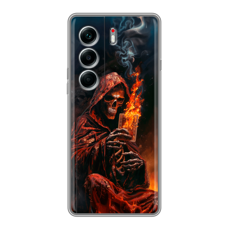 Силиконовый чехол на Tecno Camon 40 Pro 5G с принтом Скелет и карты Силиконовый чехол на Tecno Camon 40 Pro 5G с принтом Скелет и карты