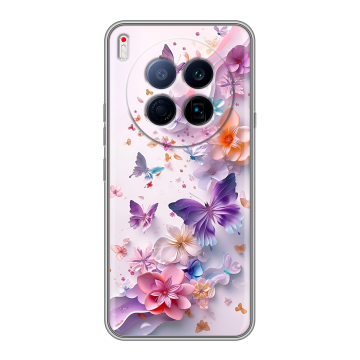 Силиконовый чехол на Tecno Camon 40 Premier 5G с принтом цветы бабочки Силиконовый чехол на Tecno Camon 40 Premier 5G с принтом цветы бабочки