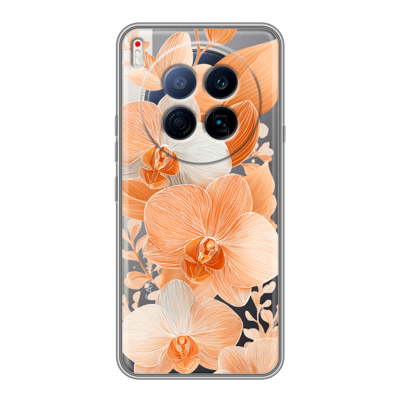Силиконовый чехол на Tecno Camon 40 Premier 5G с принтом Бежевые цветы Силиконовый чехол на Tecno Camon 40 Premier 5G с принтом Бежевые цветы