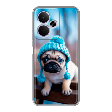 Силиконовый чехол на Realme 14T 5G с принтом Мопс в шапке