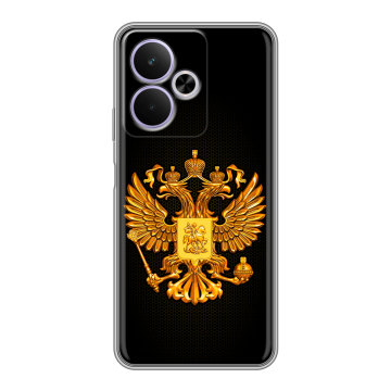 Силиконовый чехол на Realme 14T 5G с принтом Герб России желтый