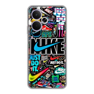 Силиконовый чехол на Realme 14T 5G с принтом найк nike черный