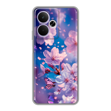 Силиконовый чехол на Realme 14T 5G с принтом цветы бабочки