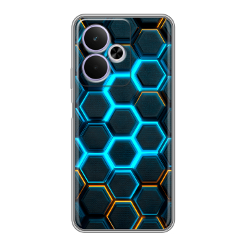Силиконовый чехол на Realme 14T 5G с принтом Неоновые соты