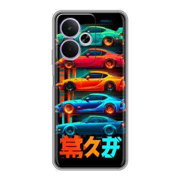 Силиконовый чехол на Realme 14T 5G с принтом машины тачки