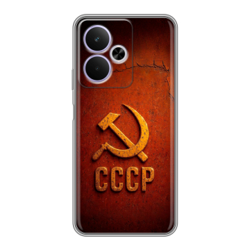 Силиконовый чехол на Realme 14T 5G с принтом Флаг Герб СССР