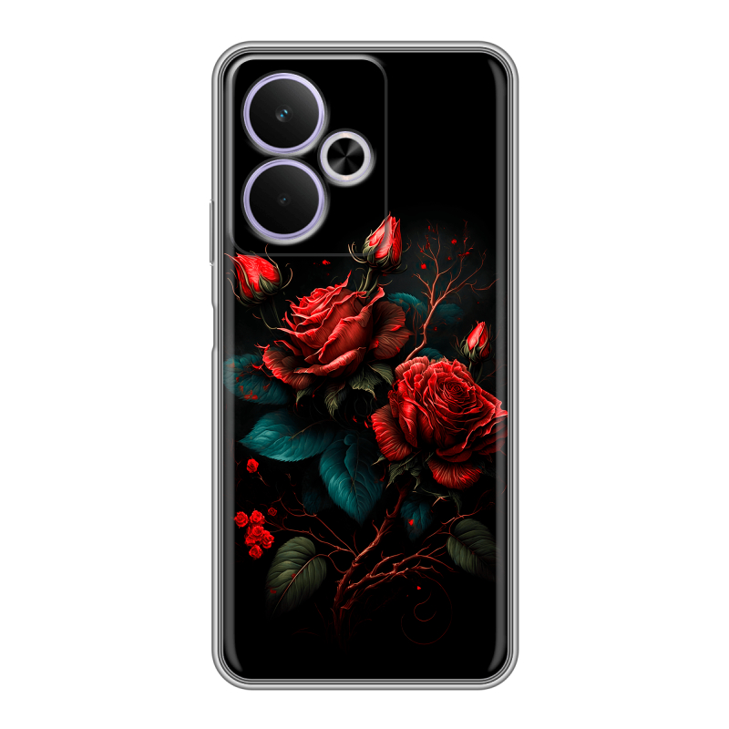 Силиконовый чехол на Realme 14T 5G с принтом Розы красные Силиконовый чехол на Realme 14T 5G с принтом Розы красные