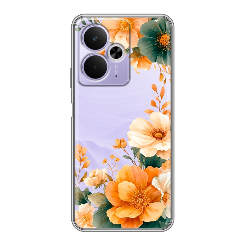 Силиконовый чехол на Realme 14T 5G с принтом Цветы принт Силиконовый чехол на Realme 14T 5G с принтом Цветы принт