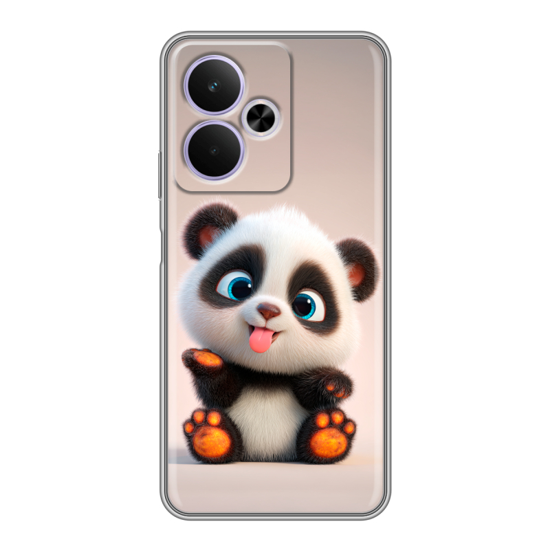 Силиконовый чехол на Realme 14T 5G с принтом милая панда Силиконовый чехол на Realme 14T 5G с принтом милая панда