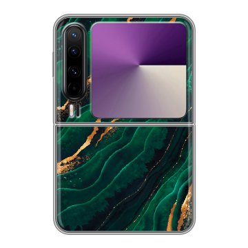 Пластиковый чехол на HUAWEI Pura X с принтом Мрамор зеленое золото Пластиковый чехол на HUAWEI Pura X с принтом Мрамор зеленое золото