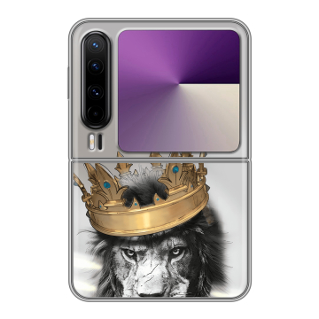 Пластиковый чехол на HUAWEI Pura X с принтом Лев с короной Пластиковый чехол на HUAWEI Pura X с принтом Лев с короной