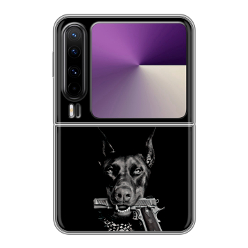 Пластиковый чехол на HUAWEI Pura X с принтом Доберман и пистолет Пластиковый чехол на HUAWEI Pura X с принтом Доберман и пистолет