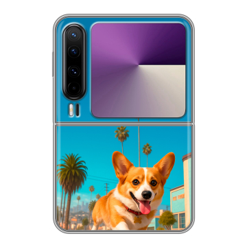 Пластиковый чехол на HUAWEI Pura X с принтом Корги на скейте