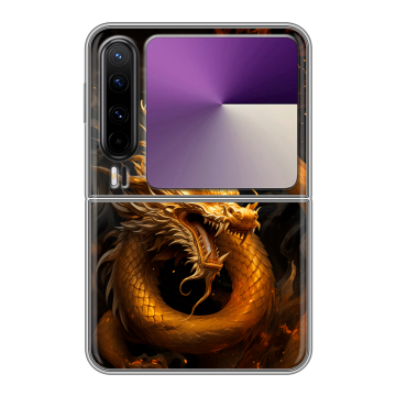 Пластиковый чехол на HUAWEI Pura X с принтом Золотой дракон Пластиковый чехол на HUAWEI Pura X с принтом Золотой дракон
