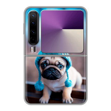 Пластиковый чехол на HUAWEI Pura X с принтом Мопс в шапке