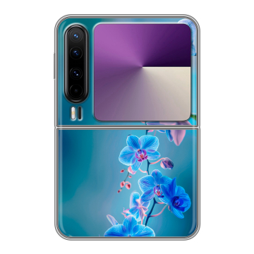Пластиковый чехол на HUAWEI Pura X с принтом Голубые цветы