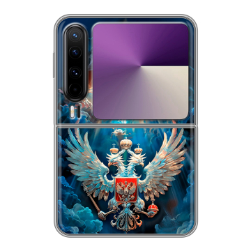Пластиковый чехол на HUAWEI Pura X с принтом Герб флаг России