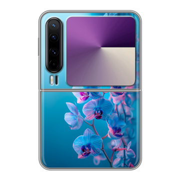 Пластиковый чехол на HUAWEI Pura X с принтом голубые орхидеи