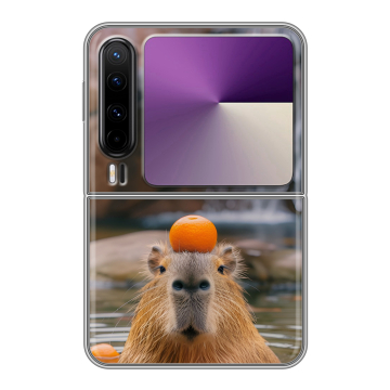 Пластиковый чехол на HUAWEI Pura X с принтом Капибара с апельсином Пластиковый чехол на HUAWEI Pura X с принтом Капибара с апельсином
