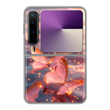 Пластиковый чехол на HUAWEI Pura X с принтом бабочки розовые