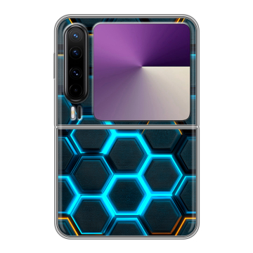 Пластиковый чехол на HUAWEI Pura X с принтом Неоновые соты