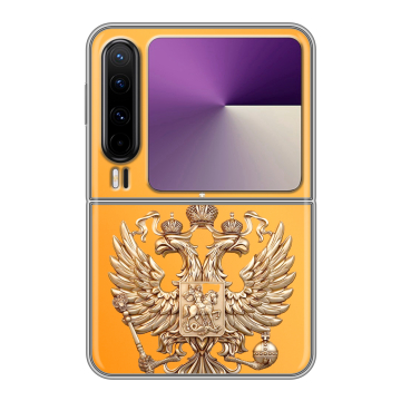 Пластиковый чехол на HUAWEI Pura X с принтом Герб Флаг России
