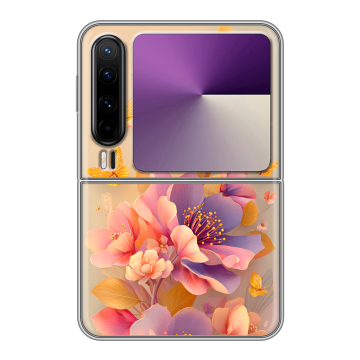 Пластиковый чехол на HUAWEI Pura X с принтом Цветы и бабочки