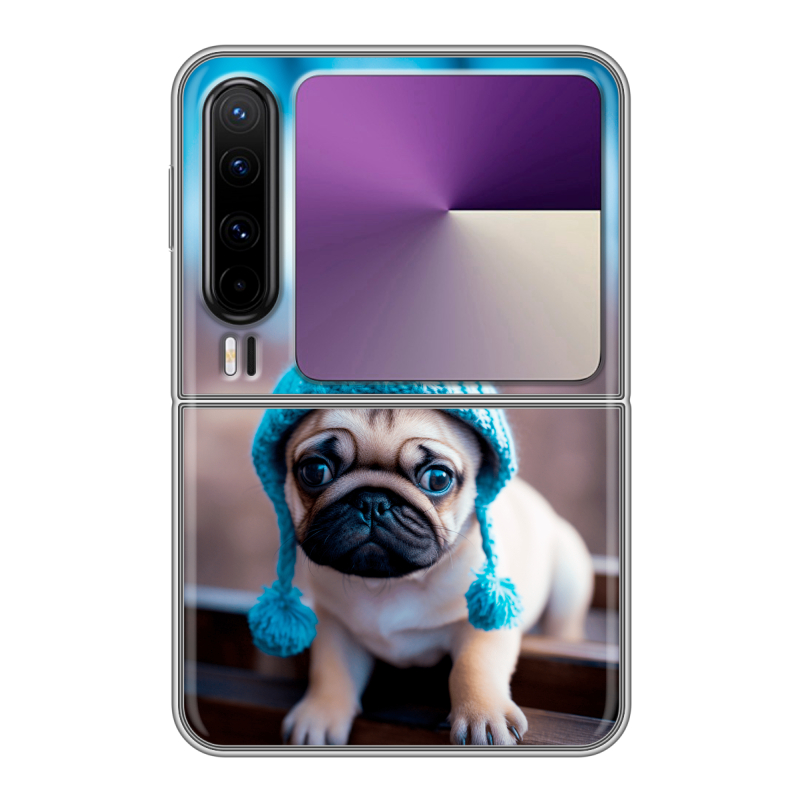 Пластиковый чехол на HUAWEI Pura X с принтом Мопс в шапке Пластиковый чехол на HUAWEI Pura X с принтом Мопс в шапке