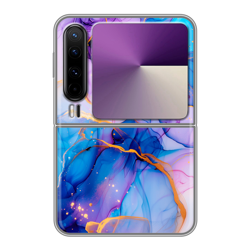 Пластиковый чехол на HUAWEI Pura X с принтом синий мрамор Пластиковый чехол на HUAWEI Pura X с принтом синий мрамор