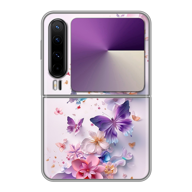 Пластиковый чехол на HUAWEI Pura X с принтом цветы бабочки Пластиковый чехол на HUAWEI Pura X с принтом цветы бабочки
