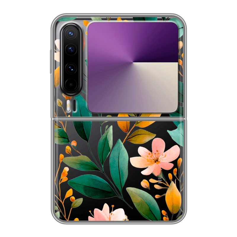 Пластиковый чехол на HUAWEI Pura X с принтом Цветы паттерн Пластиковый чехол на HUAWEI Pura X с принтом Цветы паттерн
