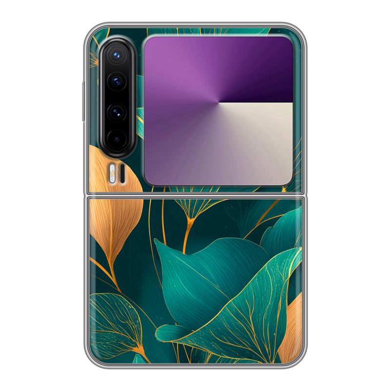 Пластиковый чехол на HUAWEI Pura X с принтом Листья и золото Пластиковый чехол на HUAWEI Pura X с принтом Листья и золото