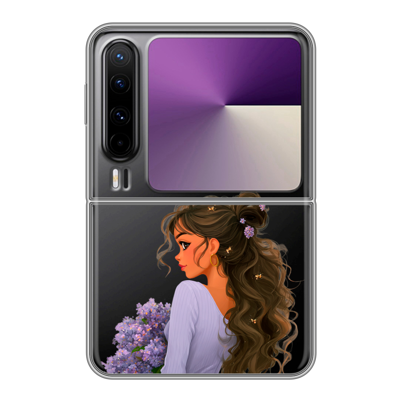 Пластиковый чехол на HUAWEI Pura X с принтом девушка цветы Пластиковый чехол на HUAWEI Pura X с принтом девушка цветы