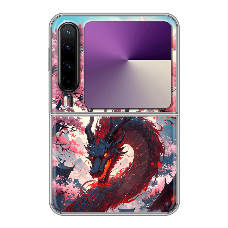 Пластиковый чехол на HUAWEI Pura X с принтом Дракон Японский Пластиковый чехол на HUAWEI Pura X с принтом Дракон Японский