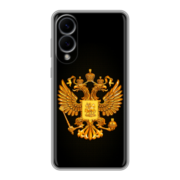 Силиконовый чехол на Samsung Galaxy S25 Edge с принтом Герб России желтый Силиконовый чехол на Samsung Galaxy S25 Edge с принтом Герб России желтый
