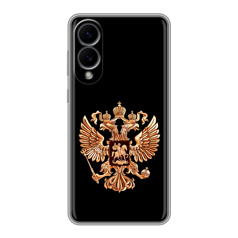 Силиконовый чехол на Samsung Galaxy S25 Edge с принтом Герб России золотой Силиконовый чехол на Samsung Galaxy S25 Edge с принтом Герб России золотой
