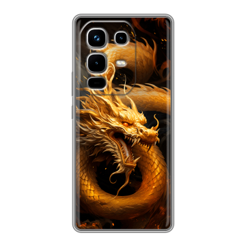 Силиконовый чехол на Infinix Note 50 4G с принтом Золотой дракон Силиконовый чехол на Infinix Note 50 4G с принтом Золотой дракон