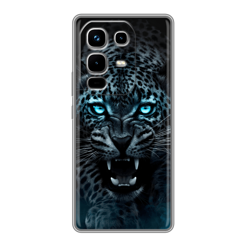 Силиконовый чехол на Infinix Note 50 4G с принтом Темный леопард Силиконовый чехол на Infinix Note 50 4G с принтом Темный леопард