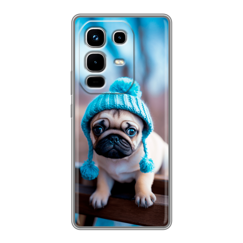 Силиконовый чехол на Infinix Note 50 4G с принтом Мопс в шапке Силиконовый чехол на Infinix Note 50 4G с принтом Мопс в шапке